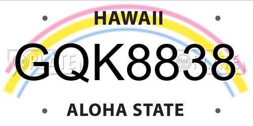 GQK8838 Hawaii License Plate