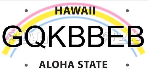 GQKBBEB Hawaii License Plate