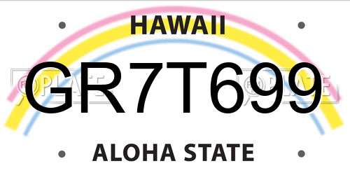 GR7T699 Hawaii License Plate