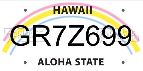 GR7Z699 Hawaii License Plate