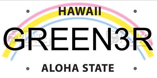 GREEN3R Hawaii License Plate
