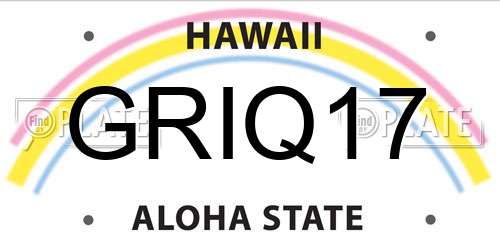 GRIQ17 Hawaii License Plate