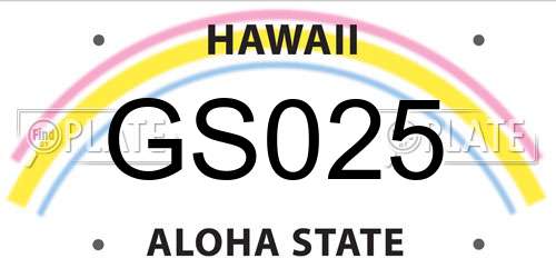 GS025 Hawaii License Plate