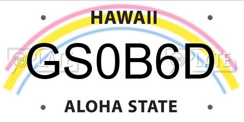 GS0B6D Hawaii License Plate