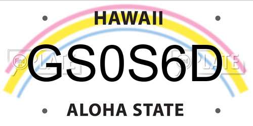 GS0S6D Hawaii License Plate