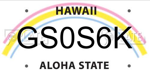 GS0S6K Hawaii License Plate