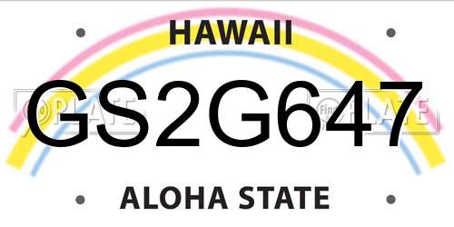 GS2G647 Hawaii License Plate
