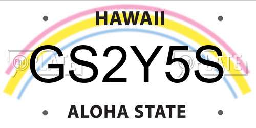 GS2Y5S Hawaii License Plate