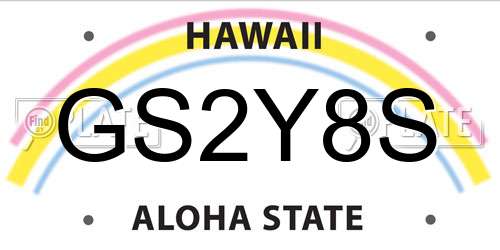 GS2Y8S Hawaii License Plate