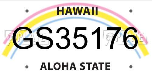 GS35176 Hawaii License Plate