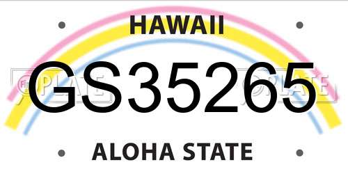 GS35265 Hawaii License Plate