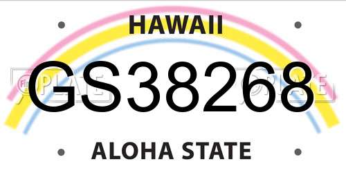 GS38268 Hawaii License Plate