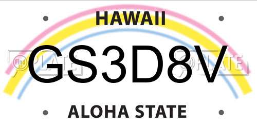 GS3D8V Hawaii License Plate