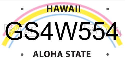 GS4W554 Hawaii License Plate