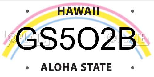 GS5O2B Hawaii License Plate