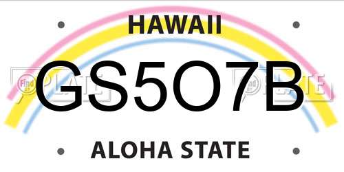 GS5O7B Hawaii License Plate