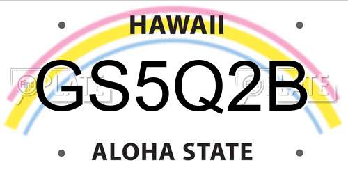 GS5Q2B Hawaii License Plate