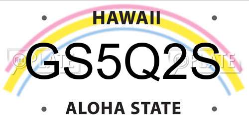 GS5Q2S Hawaii License Plate
