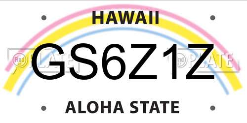 GS6Z1Z Hawaii License Plate