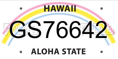 GS76642 Hawaii License Plate