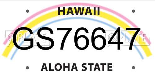 GS76647 Hawaii License Plate