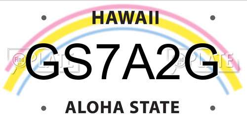 GS7A2G Hawaii License Plate