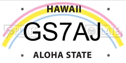 GS7AJ Hawaii License Plate