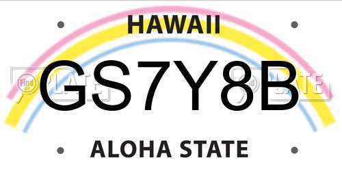 GS7Y8B Hawaii License Plate