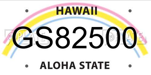 GS82500 Hawaii License Plate