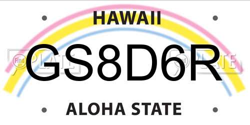 GS8D6R Hawaii License Plate