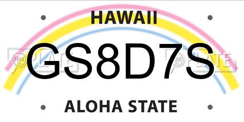 GS8D7S Hawaii License Plate