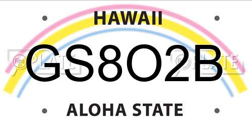 GS8O2B Hawaii License Plate