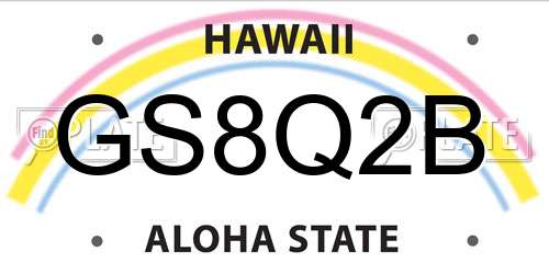 GS8Q2B Hawaii License Plate