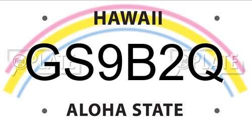 GS9B2Q Hawaii License Plate