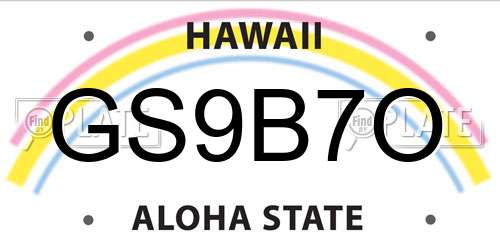 GS9B7O Hawaii License Plate