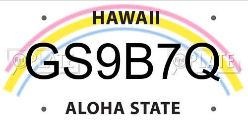 GS9B7Q Hawaii License Plate