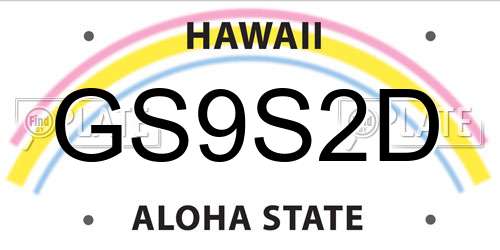 GS9S2D Hawaii License Plate