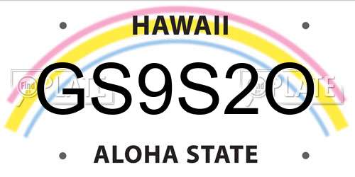 GS9S2O Hawaii License Plate
