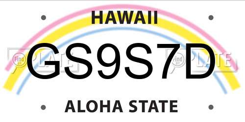 GS9S7D Hawaii License Plate