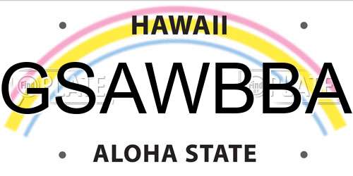 GSAWBBA Hawaii License Plate