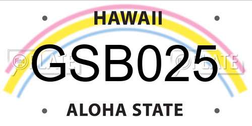 GSB025 Hawaii License Plate