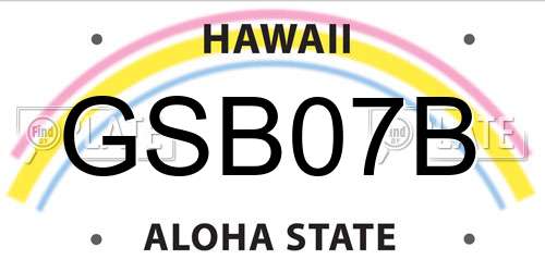 GSB07B Hawaii License Plate
