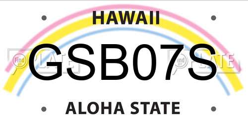 GSB07S Hawaii License Plate