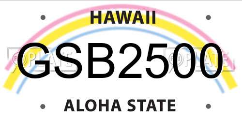 GSB2500 Hawaii License Plate