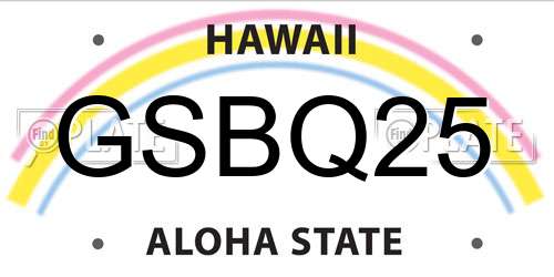 GSBQ25 Hawaii License Plate