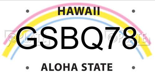 GSBQ78 Hawaii License Plate