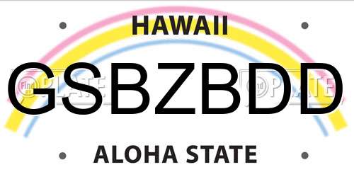 GSBZBDD Hawaii License Plate