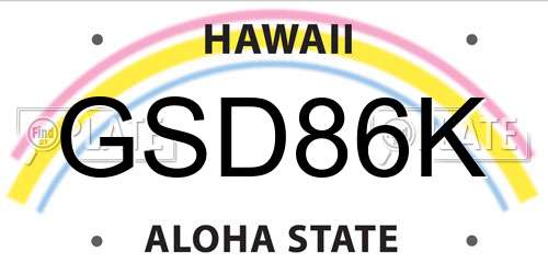 GSD86K Hawaii License Plate