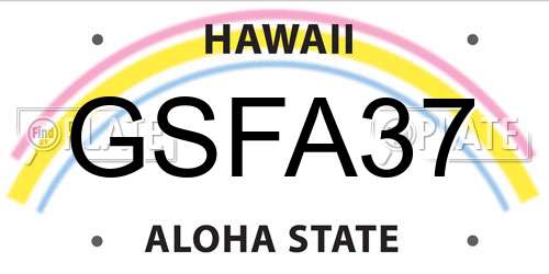 GSFA37 Hawaii License Plate