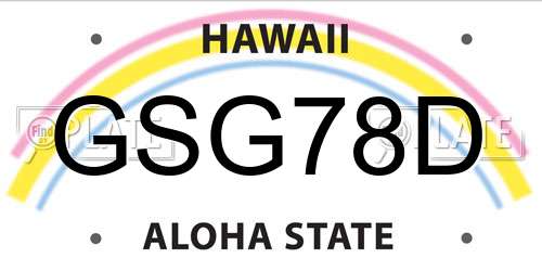 GSG78D Hawaii License Plate